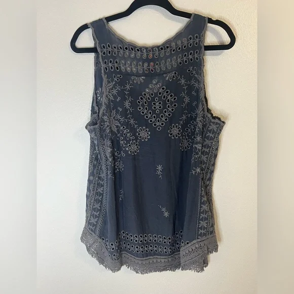 Johnny Was Charcoal Embroidered Blouse - Picture 3 of 3